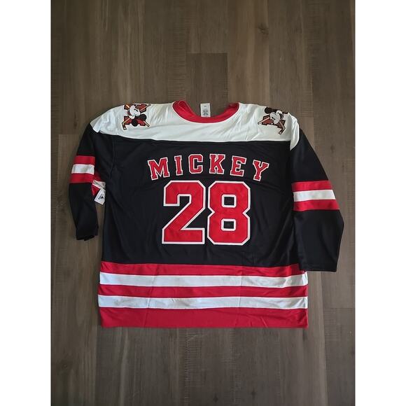 Disney Parks Mickey Red Black Hockey Jersey Adult XL NWT 2025 Disneyland - Picture 7 of 15